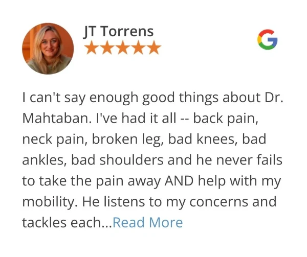 Foot & Ankle Pain 7 Google review of JT Torrens